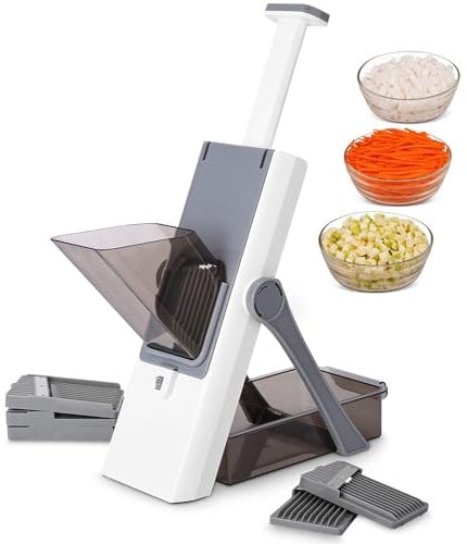 Mandoline de Cuisine, Coupe Legumes Multifonctions, Mandoline Professionnelle Cuisine, Lame en acier inoxydable, Safety Slicer Manuelle Multifonction, Julienne, Cubes, Fcoupe Patate Frite carotte