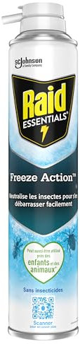 Raid Essentials Spray Freeze Action - Punaises de Lit, Fourmis et Cafards - Sans Insecticides, Neutralise par le Froid - 1 Aérosol