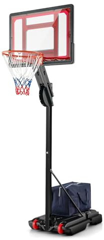 LIFEZEAL Panier de Basket Extérieur Mobile Réglable de 1,55-3,1 m | Équipement de Basket-ball Extérieur avec Panneau, Sac de Rangement et Utilisation Intérieure pour Enfants et Adultes