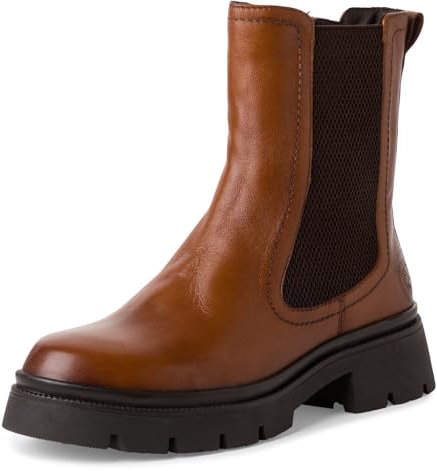 s.Oliver Damen Winterstiefeletten ohne Absatz aus Leder Gefüttert, Braun (Cognac), 39 EU