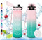 Vikaster Bouteille d'eau, Gourde 1l, sans BPA, Étanche & Réutilisable, Bouteille d'eau avec Marqueur de Temps et Filtre, Convient Pour la Enfant & Adulte, Gym, Yoga, Camping, Sport, Gourde Randonnée