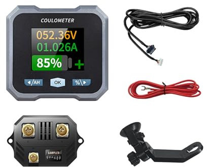 QOKLIYUI Smart Battery Mon-itor With Shunt Bluetooth Battery Mon-itor Voltmeter Ammeter Bluetooth Battery Mon-itor Reliability, Rearview Bracket