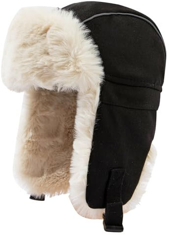 CLAPE Chapkas Homme Femme Chapeau de Trappeur d'hiver Bonnet Chapka Coupe-Vent Chapeau avec Cache-Oreilles Chaud Bonnet de Russie en Fausse Fourrure