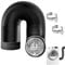 HENGBIRD Exhaust Hose 100mm x 2m, Black Aluminium Flex Pipe with 2 Stainless Steel Clips for Cooker Hood Ventilation