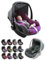 Bezug [Ersatzbezug für Babyschale] kompatibel mit Maxi-Cosi Pebble Komplett-Set Sitzbezug 5-teilig mit Gurtpolstern Sonnenverdeck Kopfstütze (meliert grau-pink)