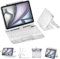 GUSGU Transparent Case with Wireless Keyboard for iPad Air 13-in.(M3/M2, 2025/2024), 7 Colors Backlight, Trackpad, 360°Rotating Stand for iPad Pro 12.9-in (6/5/4/3 Gen), Tech Style