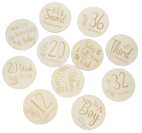 Abaodam 11 Stück Schwangerschaftswochenkarten Beidseitig Beige Glatt ohne Grate für Babyparty und Mutterwerdungsfeier