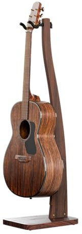 DIDA Gitarrenständer, Premium Massivholz Gitarrenständer, Einzelgitarrenhalter für Akustikgitarre, E-Gitarre, Bass, halb gebogene Hängestative (Schwarznussholz, Akustikgitarre/E-Gitarre/Bass)