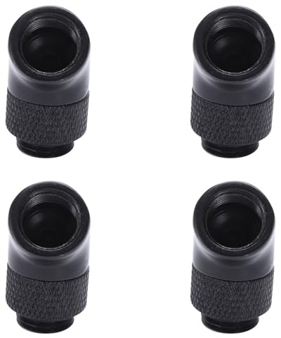 IJSDNVJNDX 4X G1 / 4 Schraub Gewinde 45 Grad Messing Dreh Adapter Stecker auf Buchse Passend Fuer Computer Pc Wasser Kuehl System Schwarz