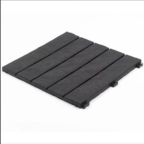Interlocking Rubber Deck Tiles, 30x30cm Graphite Grey Outdoor Flooring, Weather-Resistant Recycled Garden Patio Pavers, Easy-Click DIY Decking for Balcony, Terrace, and Poolside, 10-Pack
