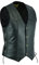 Leatherick Gilet da motociclista in pelle di vacchetta di prima qualità, classico con lacci laterali da uomo, nero (L)