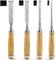 TICOFTECH Wood Chisel Sets, 4 Pieces Chisel Set 1/4, 1/2, 3/4 and 1 (6mm, 12mm, 18mm, 24mm) with Wooden Handles, Carpenter Chisels for Woodworking (4pcs)