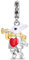 GNOCE M. Blanc Lapin Pendentif à Breloques En Argent Sterling Lapin Jouant Trompette Breloque Perles S'Adapte Bracelet/Collier Breloque Pour Femmes Filles