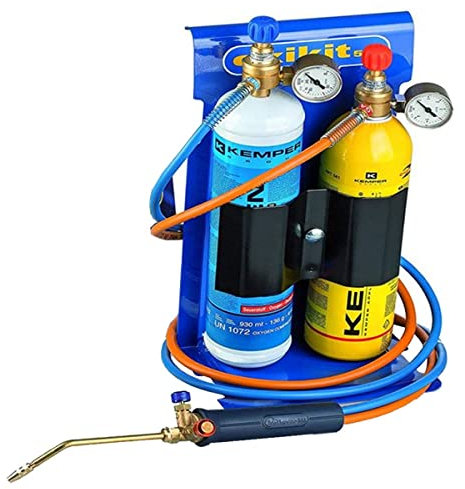 KEMPER - Torcia BI Gas Professionale OXYKIT 3300°C Con Riduttori GAZ Manometri +2 punte Kit completo Brasatura e saldatura