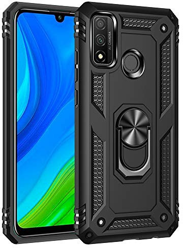 Yiakeng Hülle für Huawei P Smart 2020, Stoßfest Schutzhülle Mit Ring Standfunktion Case Cover für Huawei P Smart 2020 (Schwarz)