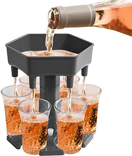 Alihoo Lot de 6 distributeurs de verres à liqueur - Avec slogan, jeux à boire - 6 bouchons en silicone (transparent)