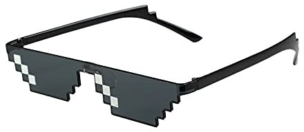Thug Sunglasses Classic Black Retro Style 8 Bit Pixel Sun Shades Pixelated Meme Eye Glasses Unisex For Men Women Boys Girls Parties Funny Joke Photo Cool Life Party Props