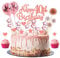 Happy 40th Birthday Cake Topper Rose Gold Glitter 40th Birthday Cake Topper Kit with Star Heart Paper Fan Confetti Balloon 23pcs Romantic Cupcake Topper for Women 40th Birthday Party Cake Decorations