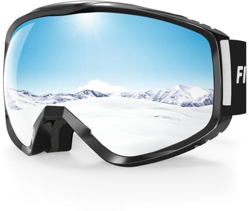 Findway Ski Goggles For Women Men Youth Teen, Snowboarding Goggles Over Glasses Compatible Helmet, Anti-fog UV Protection, Anti-glare Skiing Goggle Silver For Skiing Snowboarding