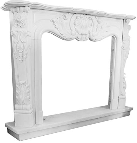 Louis XVI Fireplace in Carrara Marble Decorated Frame for Fireplace Classic Decor Fireplace Flame L.150