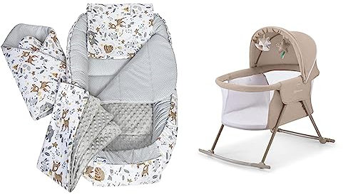 Medi Partners 5 teilig Babynestchen Set Babynest 100x60x15 herausnehmbarer Einsatz Bett Kuschelnest Krabbeldecke Babys Neugeborene 100% Baumwolle & kk Kinderkraft Kinderbett 3 in 1 LOVI