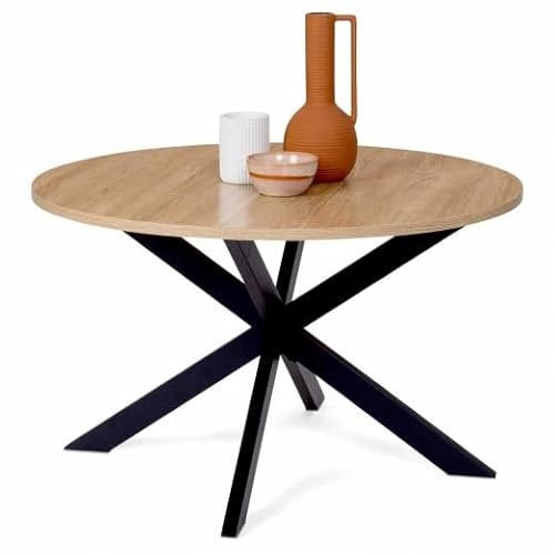 IDMarket - Table Basse Ronde Alix Pied araignée 70 cm Bois et Noir