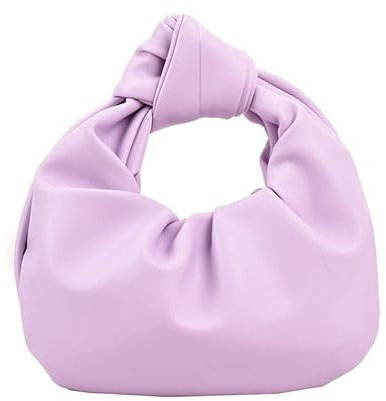 Damen Handtasche-Retro Geknotete Gewebte Schultertasche-Weiche PU Leder Umhangetasche Fashion Shopper Bag Tote Bag Mode Handgefertigte Bag Leichte Einkaufstasche(Lila)