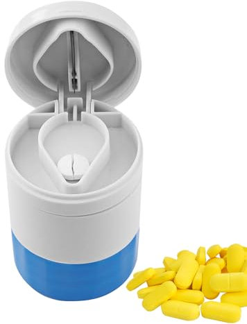 Pastillero - 3 En 1 Triturador De Pastillas | Cortador De Pastillas, Molinillo Manual Y Machacador De Pastillas - Organizador De Pastillas De Viaje Con Cortador De Pastillas
