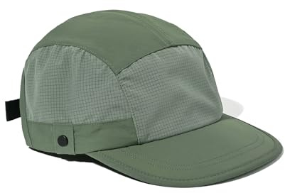 Clakllie Schnelltrocknend 5 Panel Basecap Flat Brim Snapback Cap Atmungsaktiv Outdoor Sport Cap UV-Schutz Quick Dry Trucker Cap