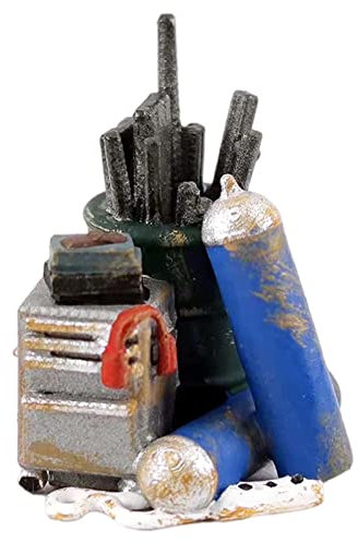 EHJRE Figurine de Garage 1:64, Outils Divers, Ornement de Bureau, Micro-Collections de Paysages, Modèle en Résine, Kit de Construction de Chemin de Fer, Acc, Bleu Argent