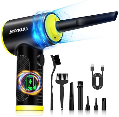 7500 mAh Souffleur PC Electrique 90000 TR/Min 3 Vitesses Bombe Air Sec Nettoyage PC avec Lumière LED,Aspirateur Voiture Rechargeable pour Voiture Maison PC Bureau Dépoussiérants Puissants