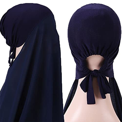 Watreketal Haarband,Neuer beliebter schwerer Hijab mit Perlen in Volltonfarbe und Motorhaube, elastisches Seil, Schals, Schleier für die Kopfbedeckung