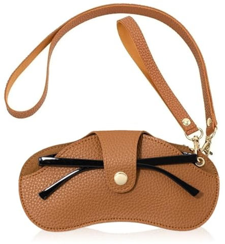 Astuccio Occhiali, Custodia portatile per occhiali da sole, Unisex Clip Occhiali da Sole, Soft Case Custodia per Occhiali (marrone)