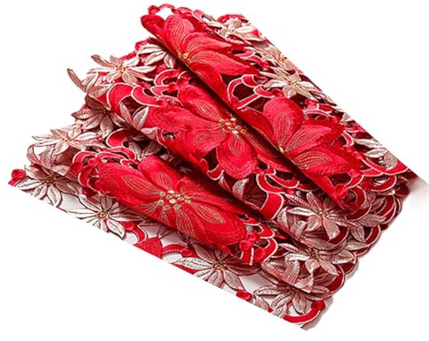 Bestvisse Luxuriöser hohler Tischläufer, bestickte Blume, Polyester, Tischwäsche für Landhaus-, Outdoor-, Weihnachts-, Party- und Tischdekoration