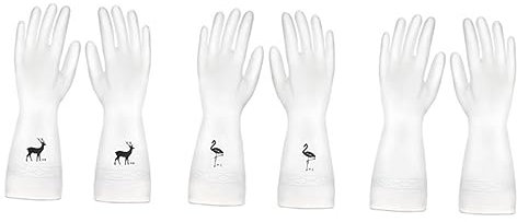 Healeved Reusable Pvc Kitchen Gloves Waterproof Household Dishwashing Gloves Size l Translucent Design Random Pattern for Cleaning and Household Use