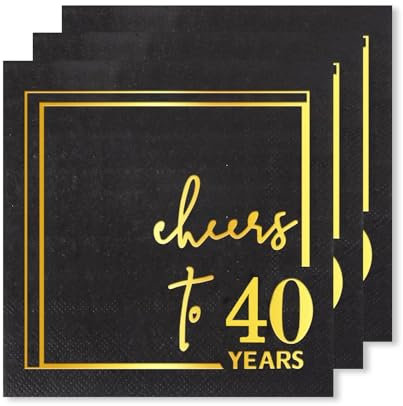 ParPix 20 Stk Servietten 40 Geburtstag Deko, 25x25cm Servietten 40. Geburtstag Frauen Männer, Deko 40 Geburtstags Serviettens,Happy Birthday Serviettens 40,40 Geburtstags Tischdeko Papierservietten