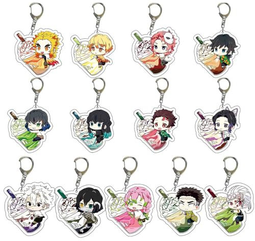 SUJEBRAN 13 Pièces Ghost Slayer Figurine Porte Clef Ghost Slayer Accessoires Cos Anime Jouet Keychain Merch
