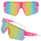 TECHO Polarizzati Occhiali Da Ciclismo, Occhiali Ciclismo Uomo e Donna, Sport Occhiali Da Sole Anti-UV, per MTB, Running, Bici e Attività Outdoor, Unisex Adulti, Rosa