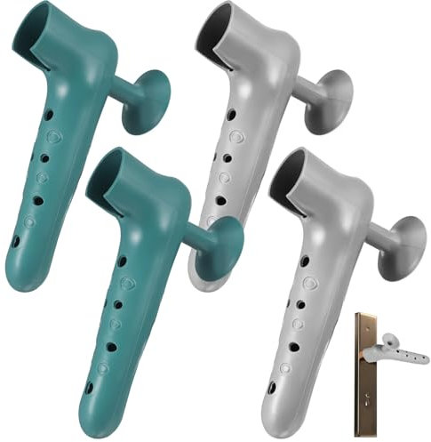 GARIOUANS 4pcs Door Handle Protective Covers Silicone Door Knob Covers for Safety Collision Bumper Protectors for Elders Easy Installation Grey Blue