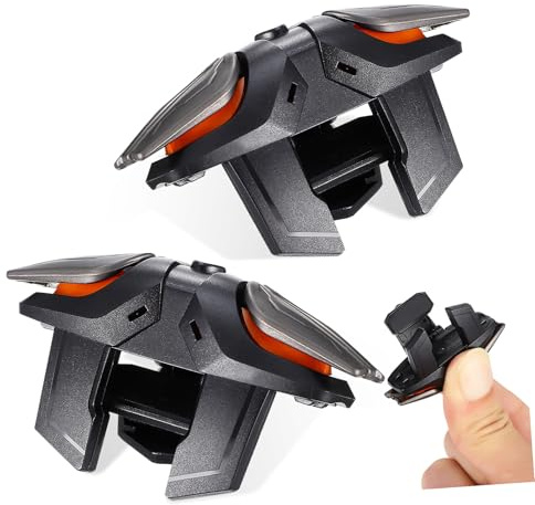 POPETPOP Mobile Gaming Trigger mit Stabiler Verbindung und Vergrößerter Bedienfläche Inklusive Ergonomischem Gamecontroller Satz und Doppelseitigen Fingerlingen für Smartphones