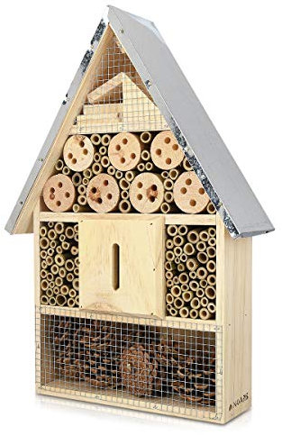 Navaris Insektenhotel aus Holz - Naturbelassenes Insekten Hotel für Fluginsekten - für Bienen Marienkäfer Schmetterlinge Fliegen - Zum Aufhängen