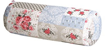 beties „Dorfkinder“ XL Nackenrollen Bezug ca. 25x70 cm in großer Sortiment-und Größenauswahl - Shabby Chic für den perfekten Landhaus Style Farbe Baumwolle (Taupe-rot)