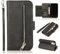 EYZUTAK Wallet Case for iPhone 11 6.1 inch 2019, 5 Card Slots Magnetic Closure Zipper Pocket Handbag PU Leather Flip Case with Wrist Strap TPU Kickstand Cover - Black