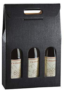 Black Wine Bottle Gift Box for 3 Bottles Gift Wrap Bottle Bags and Boxes