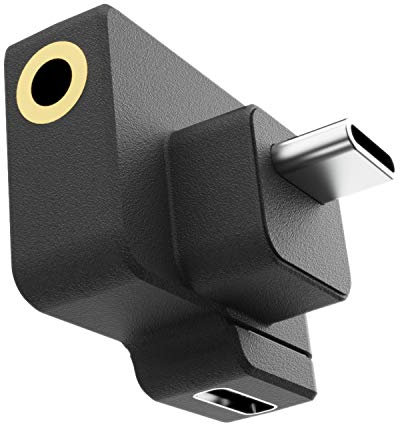 Hensych for Osmo Action Microphone 3.5mm/USB-C Adapter,Charging Audio Adapter Audio External 3.5mm Mic Mount for TRS Plug