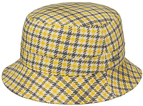 Stetson Bolcott Bucket Check Stoffhut - Hut mit Karomuster - Klassischer Fischerhut - Sommerhut für Damen und Herren - Frühjahr/Sommer gelb L (58-59 cm)