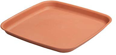 Muddy Hands Heavy Duty Terracotta Square Plastic Plant Pot Saucer Planter Water Drip Tray Base Plate (Made from 100% Recycled Plastic) (3, 28cm Overall - 21cm Base)
