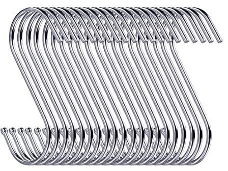 Swatowot 45 Stück S Haken, 9 cm Hängehaken, Haken Garderobe, Haken Zum Einhängen, Kleiderbügel (Silber)