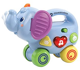 Vtech Baby Kleiner Schiebe-Elefant – Interaktives Spielzeug zum Schieben und Spielen – Mit Liedern, Melodien, Sätzen und Geräuschen – Für Kinder von 6-36 Monaten