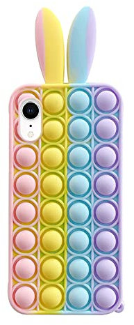 LICHENGTAI Pop Fidget Toys Handyhülle Kompatibel mit iPhone XR, Bubble Fidget Sensory Toy Stress Relief Silicone Phone Case, Soft Anti-Drop Phone Case Kompatibel mit iPhone XR Schutzhülle